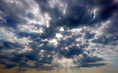 Godrays clouds sun