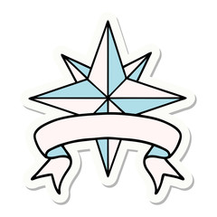 tattoo sticker with banner of a star