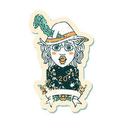 elf bard with natural twenty dice roll illustration