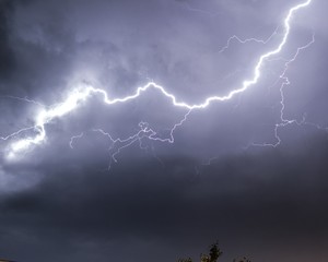 lightning in the night sky