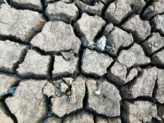 Cracked ground Caused by drought or dryness
