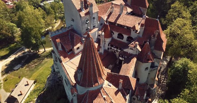 Aerial View to the Bran "Dracula: Castle in Brasov, Romania
