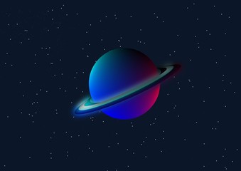 saturn planet in space with stars 