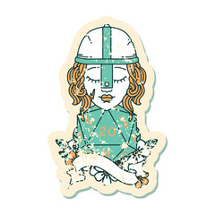 human fighter with natural twenty dice roll illustration