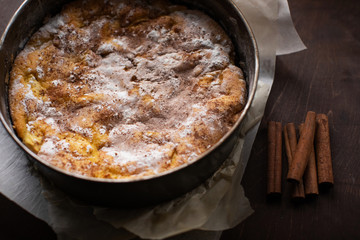 Homemade Organic Apple Pie Dessert in baking form