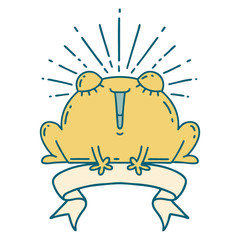 banner with tattoo style happy frog