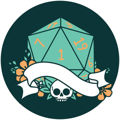 natural one d20 dice roll icon
