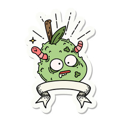 sticker of tattoo style rotten pear