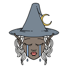 crying elf mage character face illustration