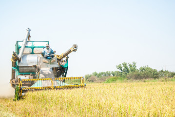 combine harvester working on a field