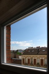 Roofs of Paris suburb rear window