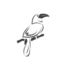 Vector of hornbill Black design. Wild Animal. Bird. Easy editable layered vector illustration. on white background © ploygraphic