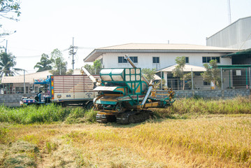 Fototapeta na wymiar combine harvester working on a field