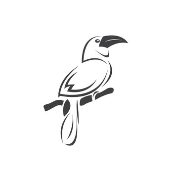 recommend clip art: Vector of hornbill Black design. Wild Animal. Bird. Easy editable layered vector illustration. on white background