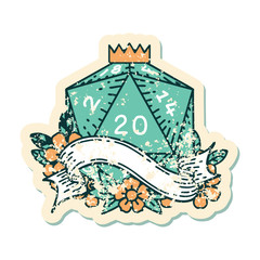 natural twenty D20 dice roll illustration