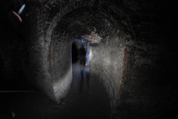 tunnels of an abandoned bomb shelter - obrazy, fototapety, plakaty