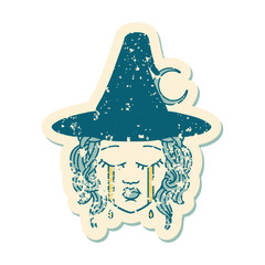 crying human witch character grunge sticker