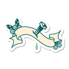 tattoo sticker with banner of iron nail
