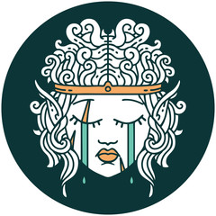 crying elf barbarian character face icon