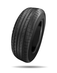 Tire car. 3D illustration of car tire isolated on white background. Car wheel. Black rubber wheel. Realistic vector.