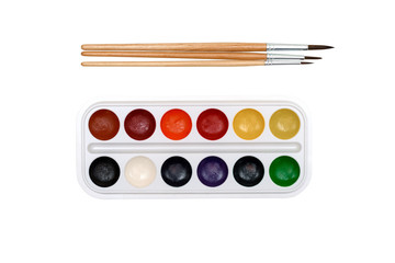 brushes and paints and for painting on white background watercolor artist art