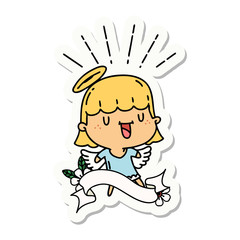 sticker of tattoo style singing angel