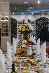 Table set for an event party or wedding reception