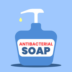 Antibacterial soap bottle. Sanitizer. Disinfectant. Vector illustration.