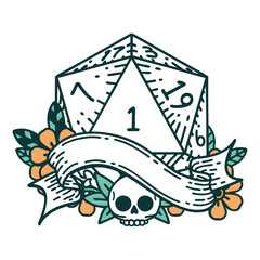 natural one d20 dice roll illustration