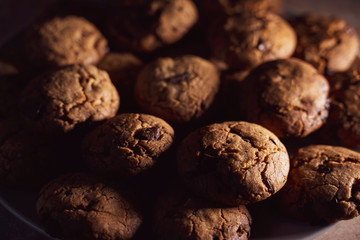 Homemade cookies close-up with low light