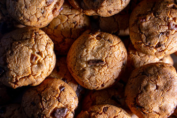 Homemade cookies texture. Close-up with low light.