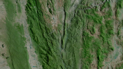 Kayah, Myanmar - outlined. Satellite