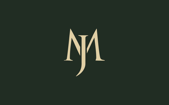 JM or MJ and J, M Uppercase Letter Initial Logo Design, Vector Template