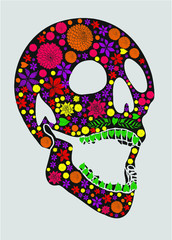 Skull and flower pattern graphic design vector art