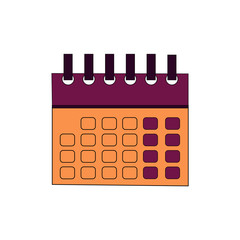 Calendar, Schedule. calendar flat icon vector illustration eps10. Calendar of violet and orange tones isolated on a white background.Planning schedule and calendar concept