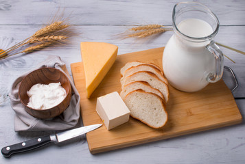 Dairy products and cheese preparation, traditional Breakfast.