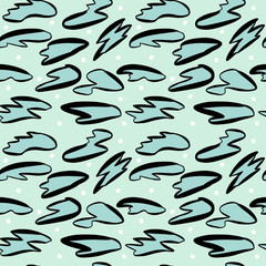 Seamless Doodle vector hand-painted pattern. An abstraction of ovals, brushstrokes, and dots that looks like stones. Stylish pastel colors and modern graphics. Suitable for Wallpaper, textiles, covers