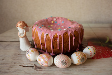 easter cake and eggs