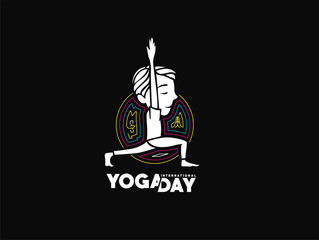 Obraz premium Boy practicing yoga pose, 21st june international yoga day, vector