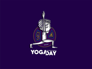 Boy practicing yoga pose, 21st june international yoga day, vector