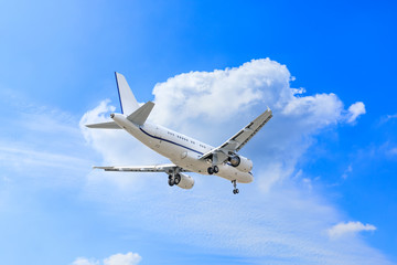 Commercial airplane flying in the sky,travel concept.