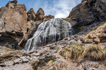 Waterfall in the mountains.