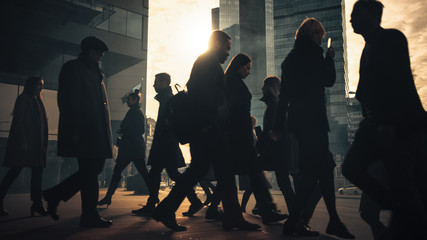 Office Managers and Business People Commute to Work in the Morning or from Office on a Sunny Day on...