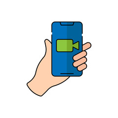 Video Call Icon Logo Vector Illustration. Video Call icon design vector template. Trendy Video Call vector icon flat design for website, symbol, logo, icon, sign, app, UI.
