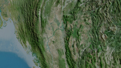 Mandalay, Myanmar - outlined. Satellite