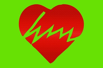 red broken heart green on green background for concept design