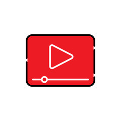 Video Icon Logo Vector Illustration. Video player icon design vector template. Trendy Video vector icon flat design for website, symbol, logo, icon, sign, app, UI.