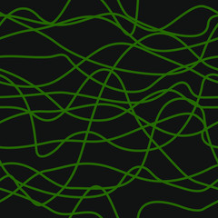 Green stripes on black background: abstract seamless pattern, vector graphics.