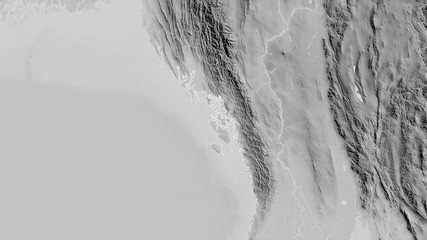 Rakhine, Myanmar - outlined. Grayscale © Yarr65