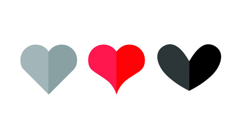 Set of icons heart, Divided in two halves, concept of love,Vector,White background